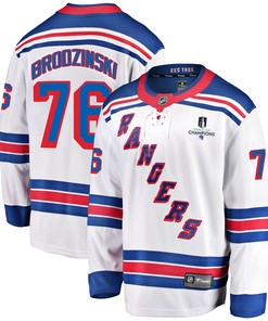 New York Rangers Jonny Brodzinski 76 Away 2022 Stanley Cup Champions Breakaway Men Jersey - White - Robokeg