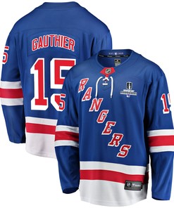 New York Rangers Julien Gauthier 15 Home 2022 Stanley Cup Champions Breakaway Men Jersey - Blue - Robokeg