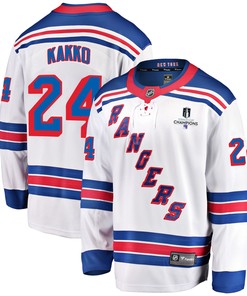 New York Rangers Kaapo Kakko 24 Away 2022 Stanley Cup Champions Breakaway Men Jersey - White - Robokeg