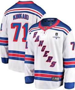 New York Rangers Keith Kinkaid 71 Away 2022 Stanley Cup Champions Breakaway Men Jersey - White - Robokeg