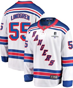New York Rangers Ryan Lindgren 55 Away 2022 Stanley Cup Champions Breakaway Men Jersey - White - Robokeg