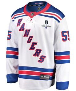 New York Rangers Ryan Lindgren 55 Away 2022 Stanley Cup Champions Breakaway Men Jersey - White - Robokeg