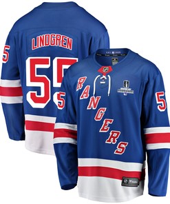 New York Rangers Ryan Lindgren 55 Home 2022 Stanley Cup Champions Breakaway Men Jersey - Blue - Robokeg