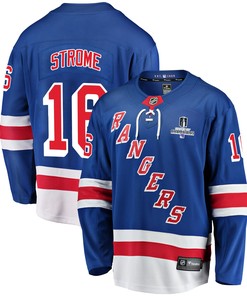 New York Rangers Ryan Strome 16 Home 2022 Stanley Cup Champions Breakaway Men Jersey - Blue - Robokeg