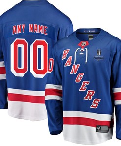 New York Rangers Stanley Cup 2023 Playoffs Patch Home Breakaway Custom Men Jersey - Blue - Robokeg