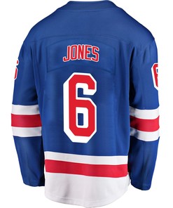 New York Rangers Zac Jones 6 Home 2022 Stanley Cup Champions Breakaway Men Jersey - Blue - Robokeg