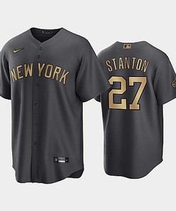 New York Yankees Giancarlo Stanton 27 2022-23 All-Star Game AL Charcoal Jersey - Robokeg