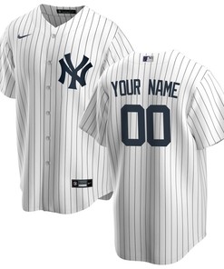 New York Yankees Home Custom Men Jersey - White - Robokeg