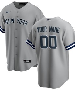 New York Yankees Road Replica Custom Jersey Gray Custom Jerseys Mlb - Robokeg