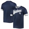 New York Yankees Stitches Cooperstown Collection V-neck Team Color Jersey - Navy/gray Mlb - Robokeg