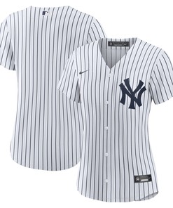 New York Yankees Womens Home Replica Team Jersey - White Mlb - Robokeg