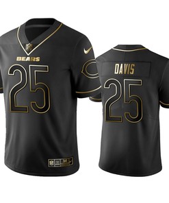 Nfl 100 Commercial Mike Davis Chicago Bears Black Golden Edition Vapor Limited Jersey - Mens - Robokeg