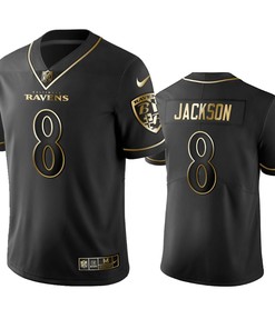 Nfl 100 Lamar Jackson Baltimore Ravens Black Golden Edition Vapor Untouchable Limited Jersey - Mens - Robokeg