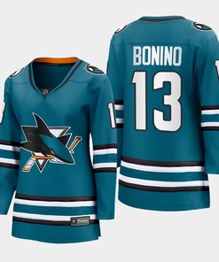 Nick Bonino 13 San Jose Sharks 2022-23 Home Women Premier Breakaway Jersey Teal - Robokeg