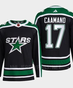 Nick Caamano 17 Reverse Retro 2.0 2022 Dallas Stars Black Jersey Pro Primegreen - Robokeg