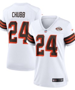 Nick Chubb Cleveland Browns Womens 1946 Collection Alternate Game Jersey - White Nfl - Robokeg