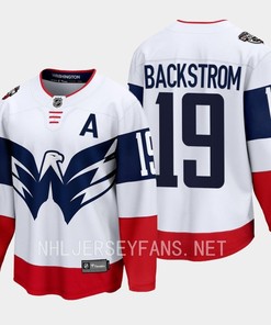 Nicklas Backstrom 19 Washington Capitals 2023 Jersey Stadium White Primegreen - Robokeg