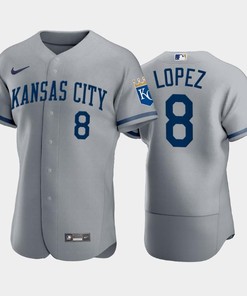 Nicky Lopez 8 Kansas City Royals 2022-23 Gray Men's Jersey - Robokeg