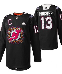 Nico Hischier 13 New Jersey Devils 2022 Hispanic Heritage Night Black Jersey Jersey - Robokeg