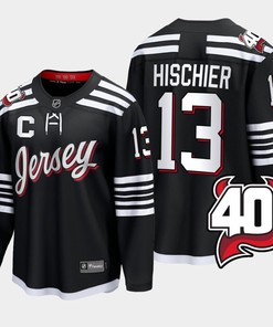 Nico Hischier 13 New Jersey Devils 2022-23 40th Anniversary Alternate Black Jersey - Robokeg