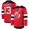 Nico Hischier New Jersey Devils Adidas Home Captain Patch Primegreen Authentic Pro Player Jersey Red Nhl - Robokeg