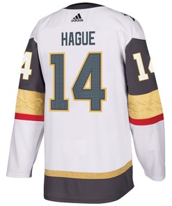 Nicolas Hague 14 Vegas Golden Knights Stanley Cup 2023 Champions Patch Away Breakaway Men Jersey - White - Robokeg