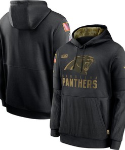 Nike Carolina Panthers Black 2020 Salute To Service Sideline Performance Pullover Hoodie - Robokeg
