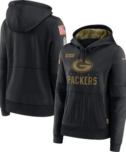 Nike Green Bay Packers Womens Black 2020 Salute To Service Performance Pullover Hoodie - Robokeg