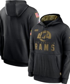 Nike Los Angeles Rams Black 2020 Salute To Service Sideline Performance Pullover Hoodie - Robokeg
