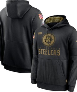 Nike Pittsburgh Steelers Black 2020 Salute To Service Sideline Performance Pullover Hoodie - Robokeg