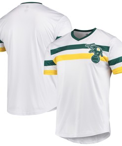 Oakland Athletics Stitches Cooperstown Collection V-neck Jersey - White Mlb - Robokeg
