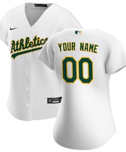 Oakland Athletics Womens Home Replica Custom Jersey - White Custom Jerseys Mlb - Robokeg