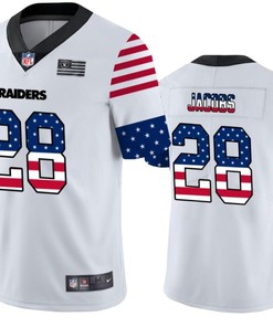 Oakland Raiders 28 White Throwback Flag Jersey - Robokeg