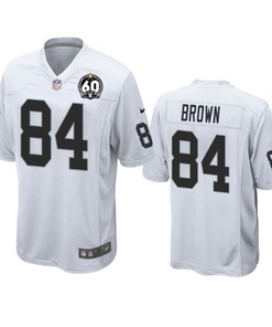 Oakland Raiders Antonio Brown White 60th Anniversary Game Jersey - Robokeg