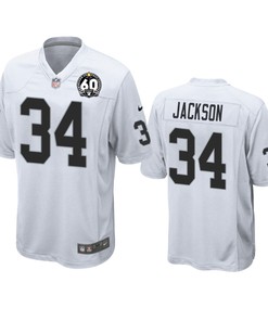 Oakland Raiders Bo Jackson White 60th Anniversary Game Jersey - Robokeg