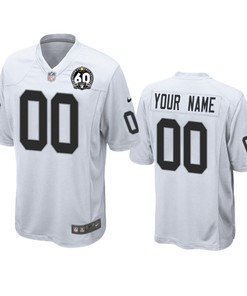 Oakland Raiders Custom White 60th Anniversary Game Jersey - Robokeg