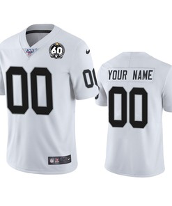 Oakland Raiders Custom White 60th Anniversary Vapor Limited Jersey - Robokeg
