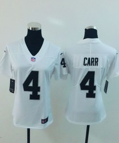 Oakland Raiders Derek Carr #4 Nfl 2020 White Womens Jersey - Robokeg