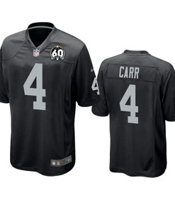 Oakland Raiders Derek Carr Black 60th Anniversary Game Jersey - Robokeg