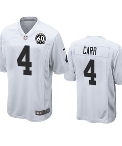 Oakland Raiders Derek Carr White 60th Anniversary Game Jersey - Robokeg