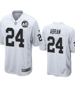 Oakland Raiders Johnathan Abram White 60th Anniversary Game Jersey - Robokeg