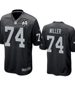 Oakland Raiders Kolton Miller Black 60th Anniversary Game Jersey - Robokeg
