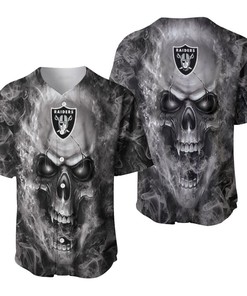Oakland Raiders Nfl Fan Skull Baseball Jersey - Robokeg