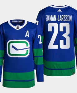 Oliver Ekman-Larsson 23 Vancouver Canucks Blue Jersey 2022 Alternate Primegreen - Robokeg