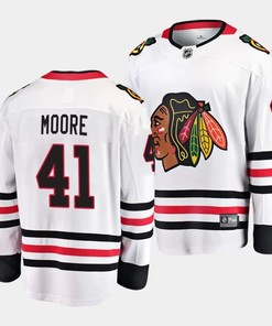 Oliver Moore #41 Chicago Blackhawks 2023 NHL Draft Away Men Jersey - White - Robokeg