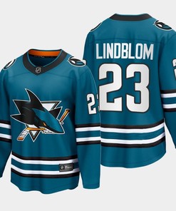 Oskar Lindblom 23 San Jose Sharks 2022-23 Home The Evolve Teal Jersey - Robokeg