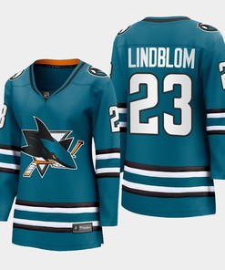 Oskar Lindblom 23 San Jose Sharks 2022-23 Home Women Premier Breakaway Jersey Teal - Robokeg