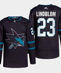 Oskar Lindblom 23 San Jose Sharks Black Jersey 2022 Primegreen Alternate - Robokeg