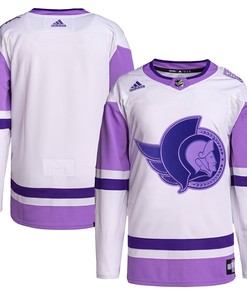 Ottawa Senators Adidas Hockey Fights Cancer Primegreen Authentic Blank Practice Jersey - White/purple Nhl - Robokeg