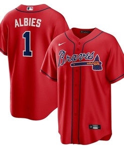 Ozzie Albies 1 Jersey, Atlanta Braves Alternate Player Name Jersey - Red - Robokeg
